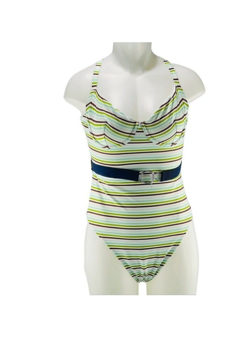 Aerie Striped One-Piece Swimsuit With Belted Waist XL